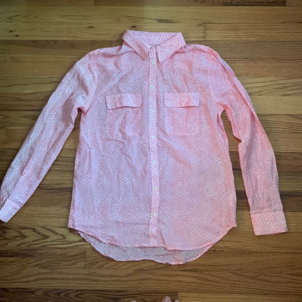 NWOT Vintage GAP Animal Print Pocket Silk-Blend Button-Down Blouse